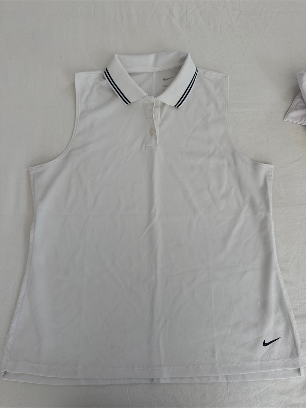 Nike White Sleeveless Polo Tank with black Trim